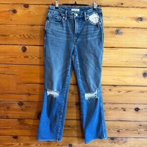 Good American Good Curve Straight Leg Blue Jeans Distressed Size 6/28
